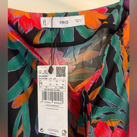 NWT Mango tropical printed skirt with bow Medium - Picture 2 of 9